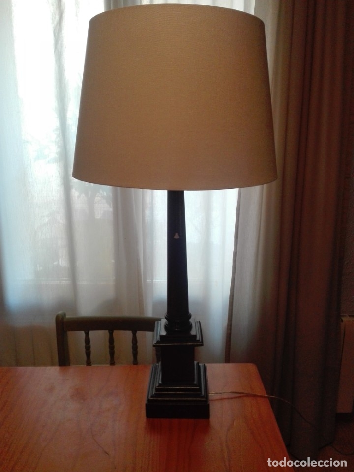 Vintage: L&aacute;mpara con pie de madera tipo columna - Foto 7
