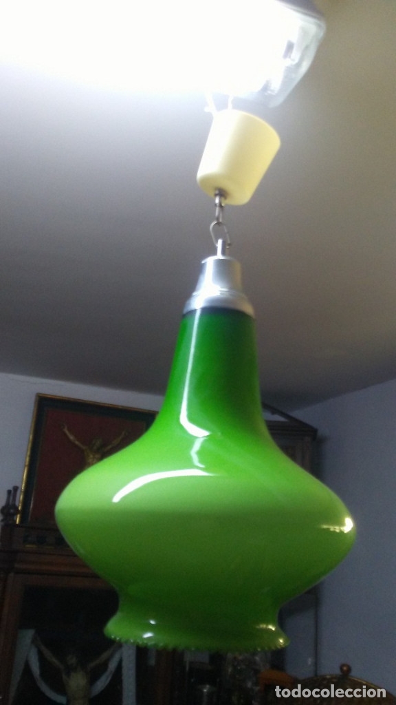 Vintage: L&Aacute;MPARA ART DECO VERDE - Foto 1