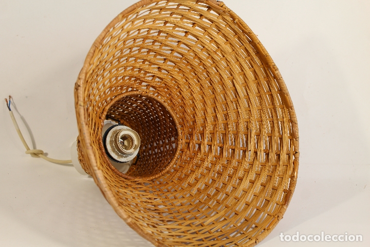 Vintage: lampara de techo de mimbre - Foto 5