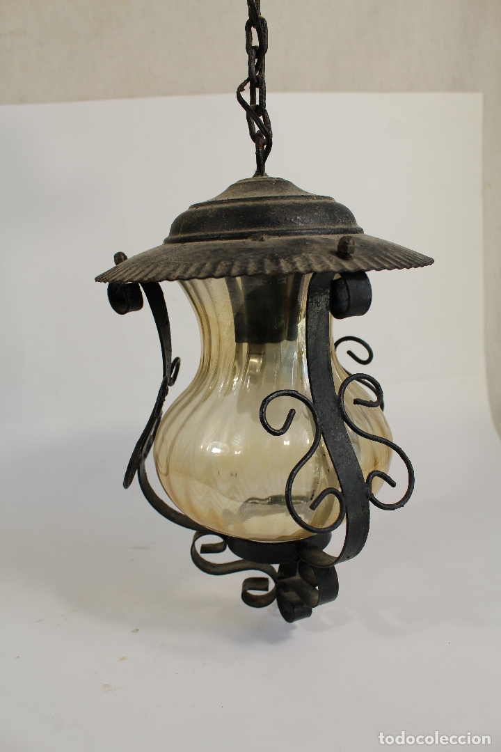 Vintage: farol en hierro y cristal - Foto 3