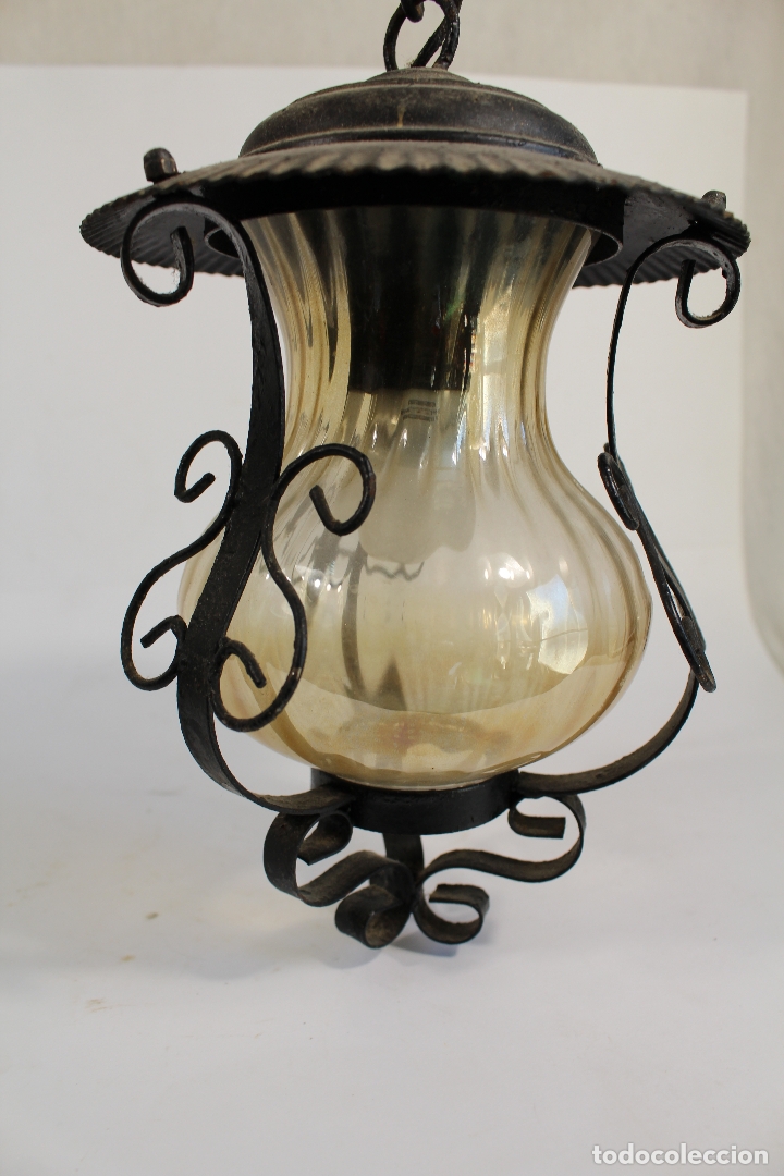 Vintage: farol en hierro y cristal - Foto 1