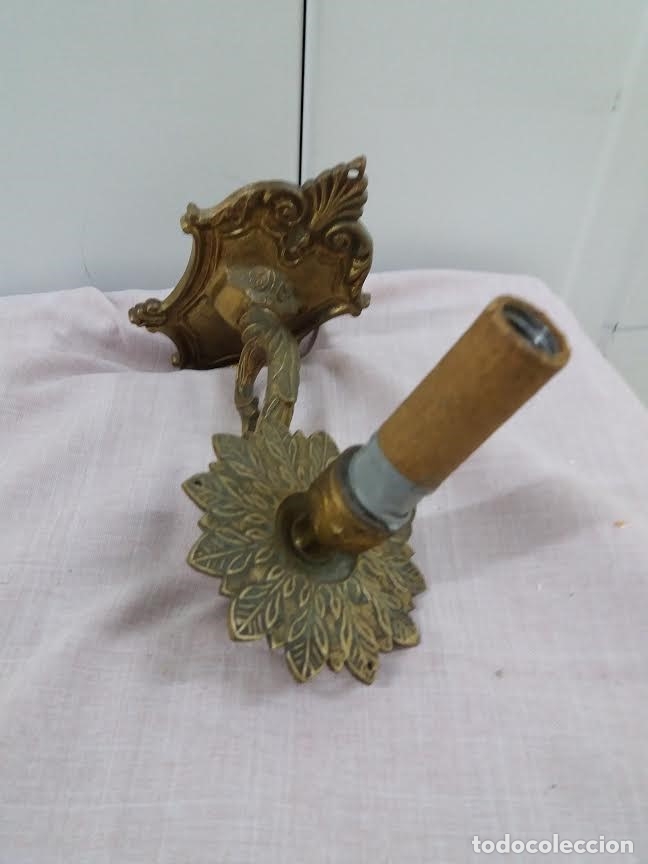 Vintage: APLIQUE LAMPARA DE PARED DE BRONCE. - Foto 1