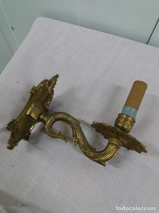 Vintage: APLIQUE LAMPARA DE PARED DE BRONCE. - Foto 2