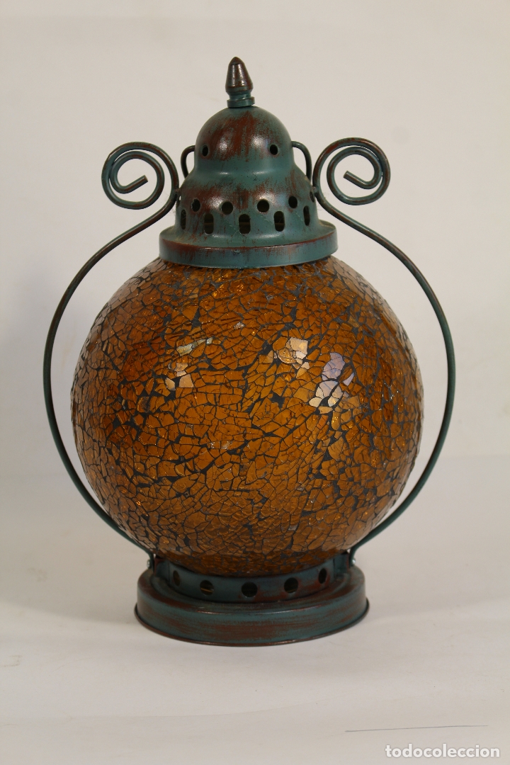 Vintage: farol en metal y cristal - Foto 1
