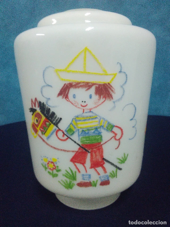 Vintage: INFANTIL TULIPA OPALINA PINTADA A MANO - Foto 1