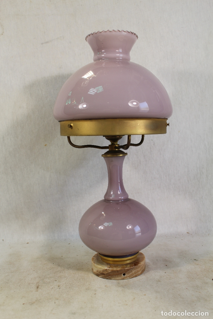 Vintage: lampara quinque de cristal con pie de marmol - Foto 5