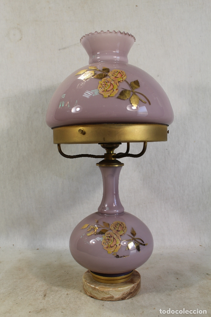 Vintage: lampara quinque de cristal con pie de marmol - Foto 6