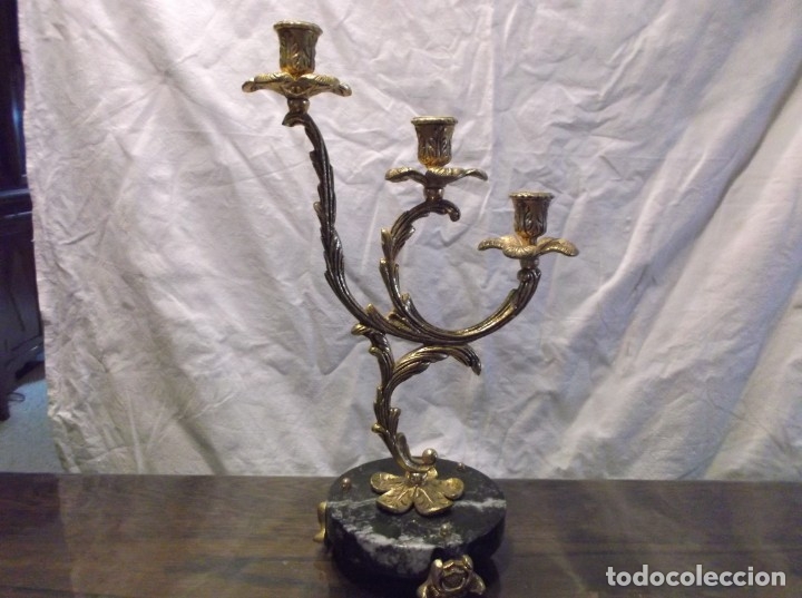 Vintage: DOS CANDELABROS DORADOS. - LOTE. - Foto 2