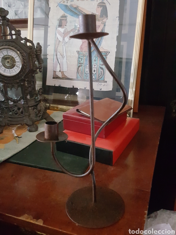 Vintage: Bonito candelabro con dos luces de forja - Foto 1