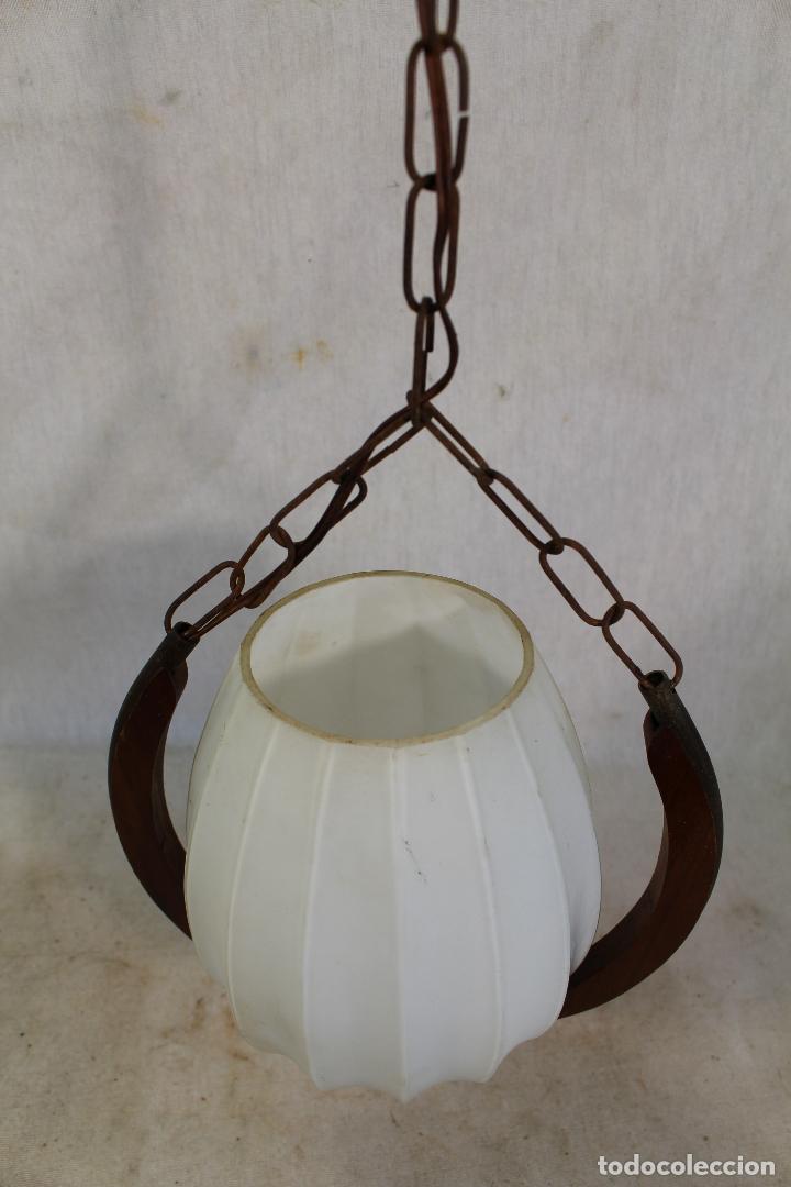 Vintage: lampara de techo en madera y cristal - Foto 2