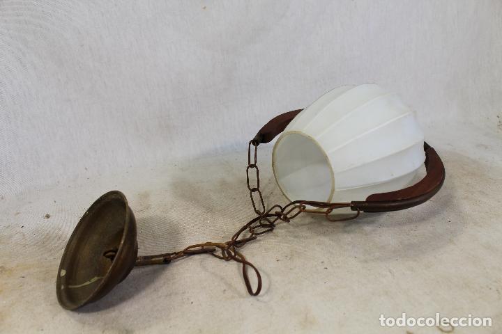 Vintage: lampara de techo en madera y cristal - Foto 5