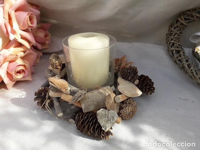 Vintage: portavela navide&ntilde;o de madera natural - Foto 2