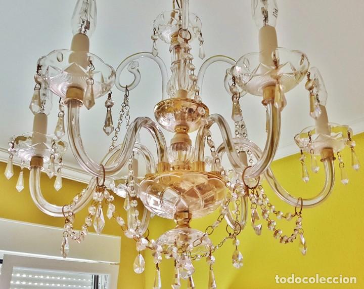 Vintage: L&Aacute;MPARA DE TECHO EN CRISTAL TALLADO - Foto 1