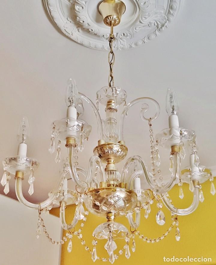 Vintage: L&Aacute;MPARA DE TECHO EN CRISTAL TALLADO - Foto 2