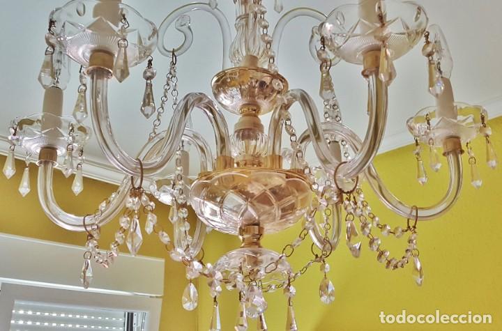 Vintage: L&Aacute;MPARA DE TECHO EN CRISTAL TALLADO - Foto 4