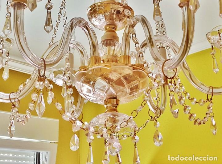 Vintage: L&Aacute;MPARA DE TECHO EN CRISTAL TALLADO - Foto 5