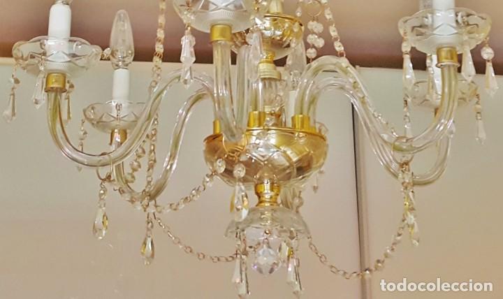 Vintage: L&Aacute;MPARA DE TECHO EN CRISTAL TALLADO - Foto 6