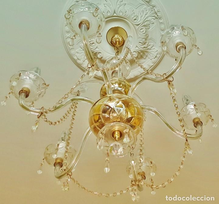Vintage: L&Aacute;MPARA DE TECHO EN CRISTAL TALLADO - Foto 8