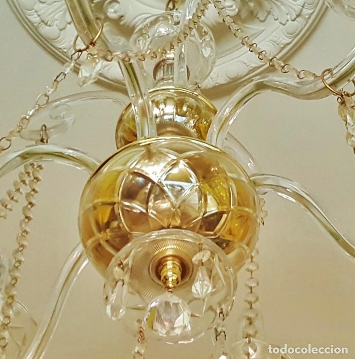 Vintage: L&Aacute;MPARA DE TECHO EN CRISTAL TALLADO - Foto 9