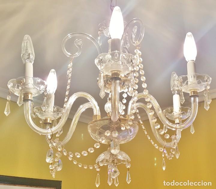 Vintage: L&Aacute;MPARA DE TECHO EN CRISTAL TALLADO - Foto 10