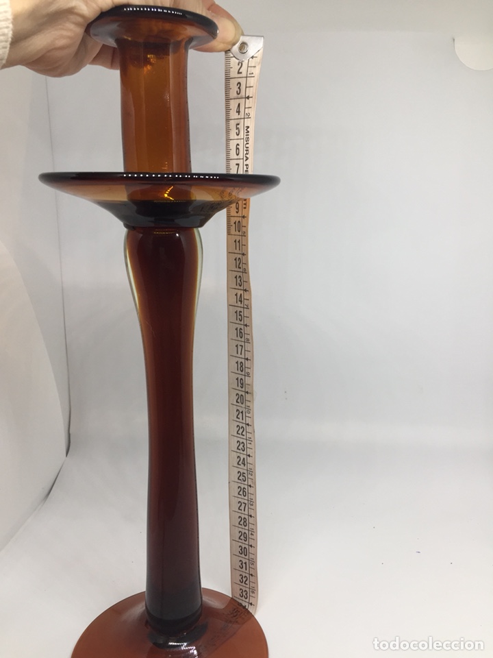 Vintage: Candelabro de cristal &Aacute;mbar - Foto 6