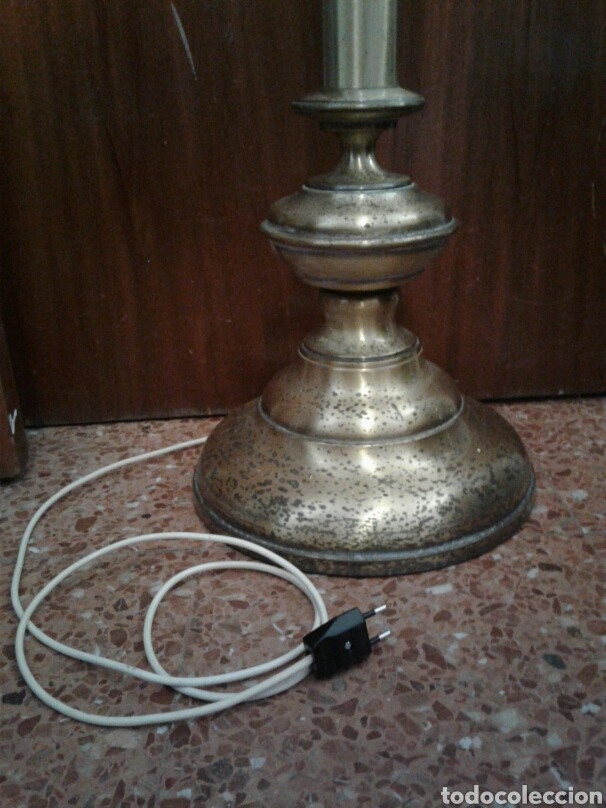 Vintage: PIE DE L&Aacute;MPARA DE BRONCE - Foto 4