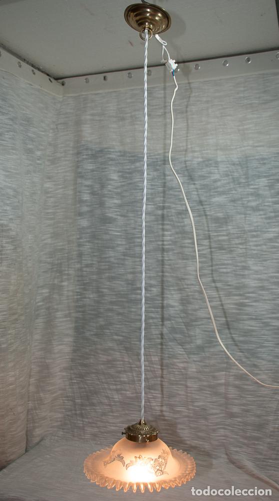 Vintage: LAMPARA, TULIPA ELECTRIFICADA CON CORDON TEXTIL - Foto 5