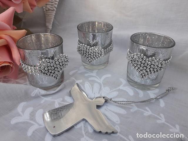 Vintage: 3 portavelas de cristal - Foto 1