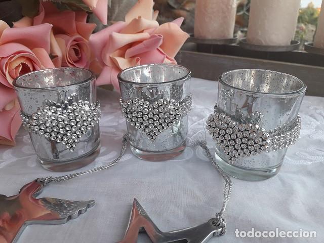 Vintage: 3 portavelas de cristal - Foto 2