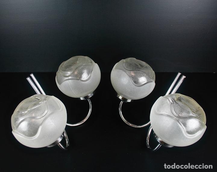 Vintage: PAREJA APLIQUES DOBLES CROMADOS - Foto 5