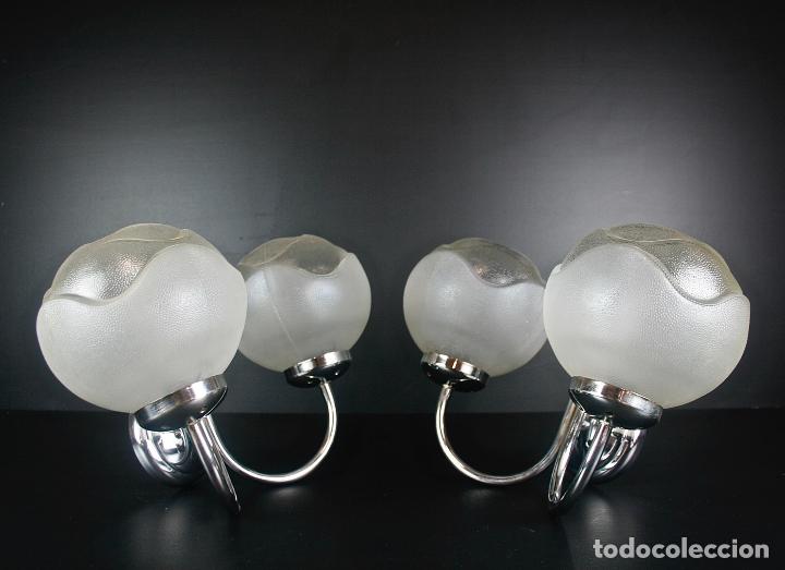 Vintage: PAREJA APLIQUES DOBLES CROMADOS - Foto 7