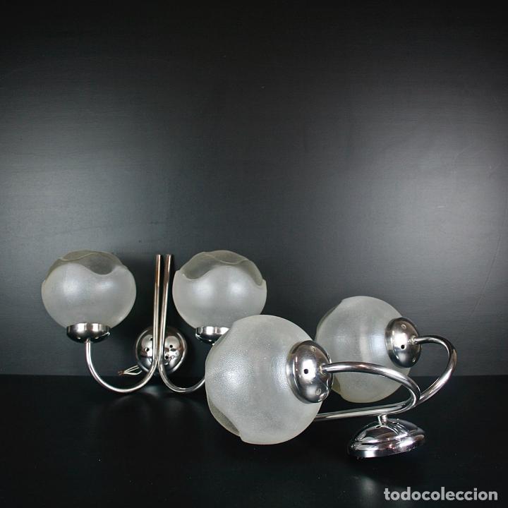 Vintage: PAREJA APLIQUES DOBLES CROMADOS - Foto 8
