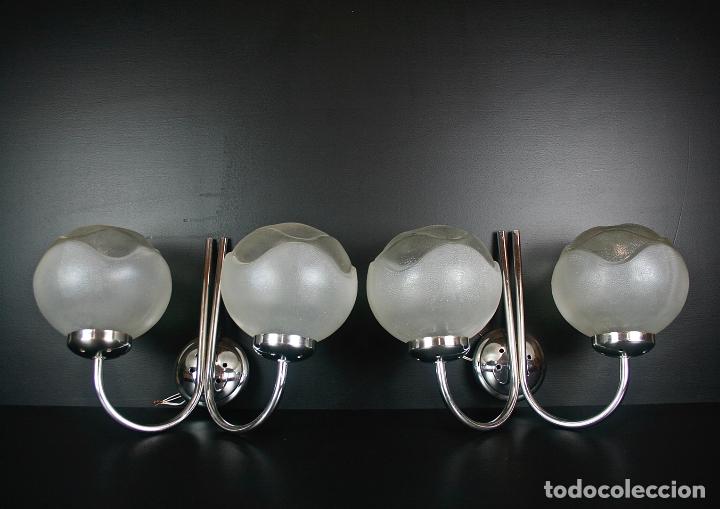 Vintage: PAREJA APLIQUES DOBLES CROMADOS - Foto 10
