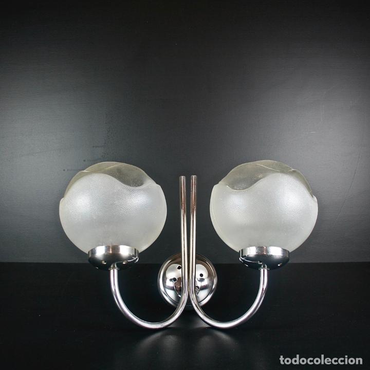 Vintage: PAREJA APLIQUES DOBLES CROMADOS - Foto 11