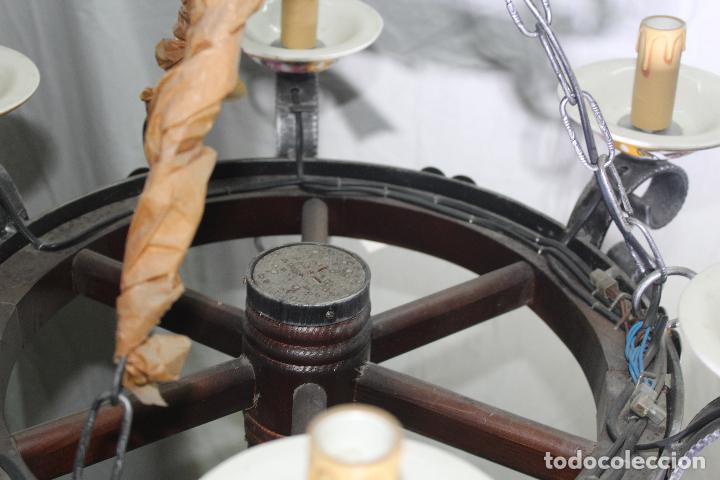 Vintage: L&aacute;mpara rueda 6 luces - Foto 3