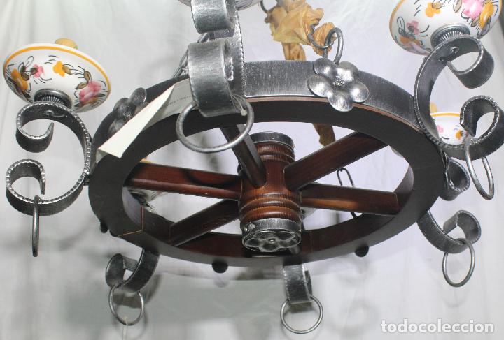 Vintage: L&aacute;mpara rueda 6 luces - Foto 4