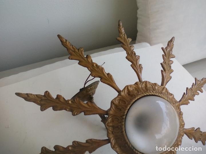 Vintage: Lampara tipo sol de bronce o lat&oacute;n - Foto 5