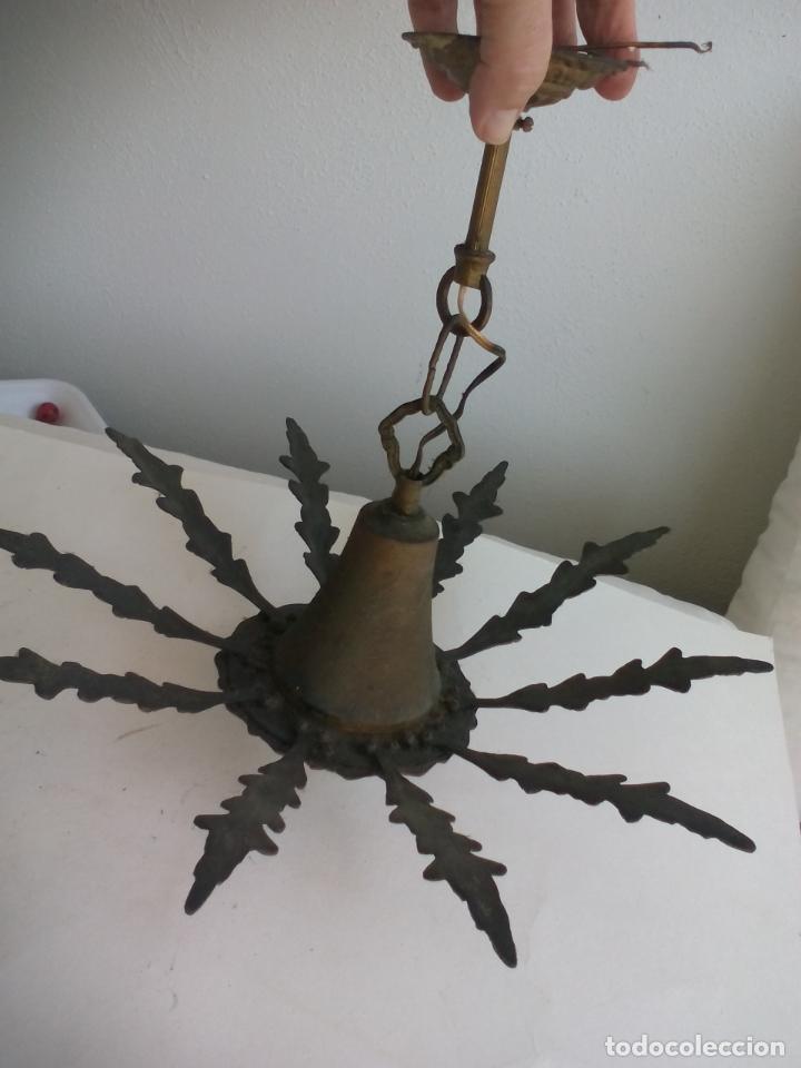 Vintage: Lampara tipo sol de bronce o lat&oacute;n - Foto 7
