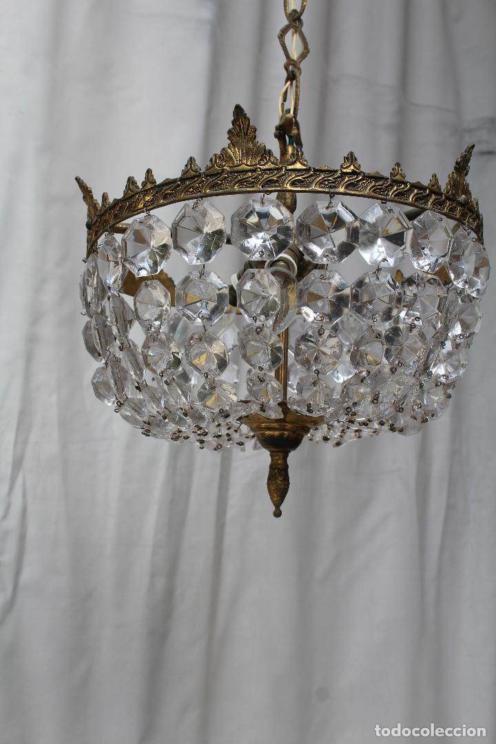 Vintage: lampara de techo de cristal de roca y bronce - Foto 2