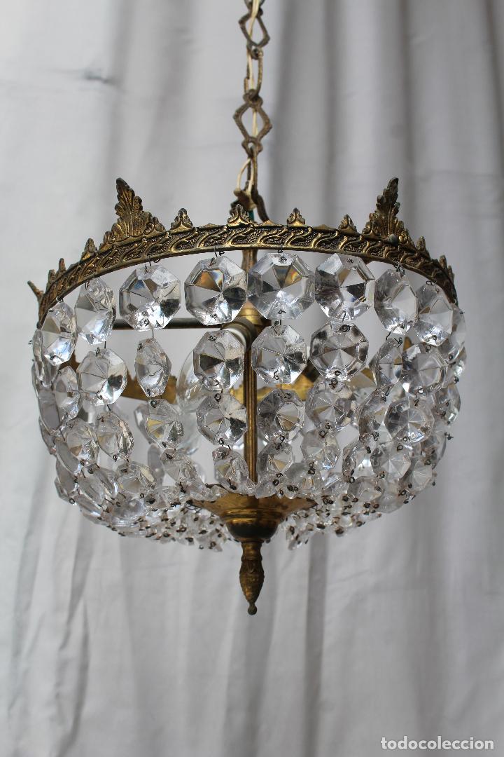 Vintage: lampara de techo de cristal de roca y bronce - Foto 3