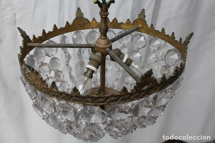 Vintage: lampara de techo de cristal de roca y bronce - Foto 5