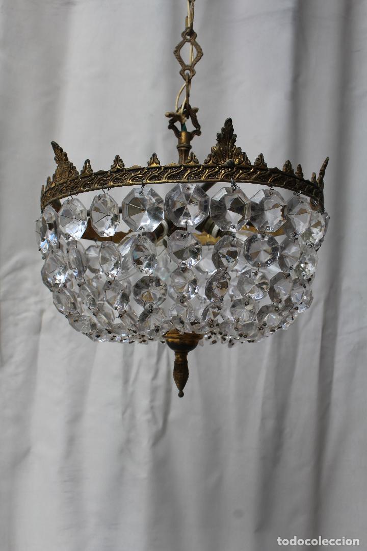Vintage: lampara de techo de cristal de roca y bronce - Foto 6