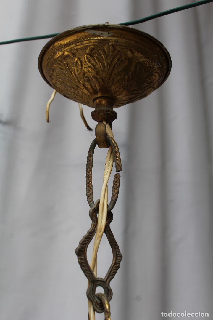 Vintage: lampara de techo de cristal de roca y bronce - Foto 7