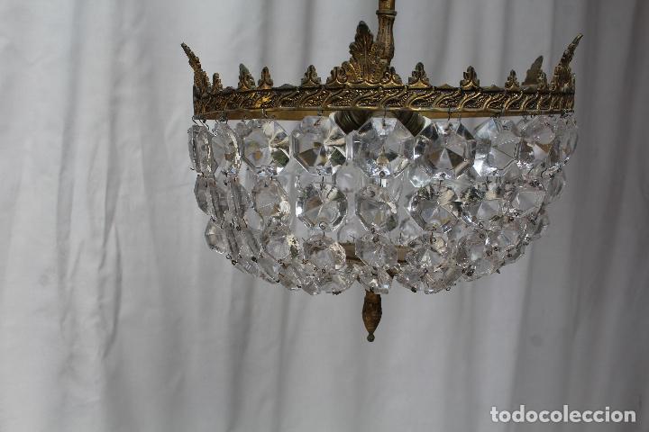 Vintage: lampara de techo de cristal de roca y bronce - Foto 8
