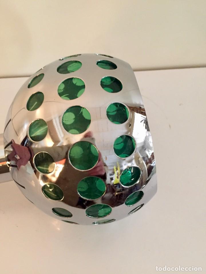 Vintage: LAMPARA DE TECHO CROMO Y VERDE 1970 - Foto 4
