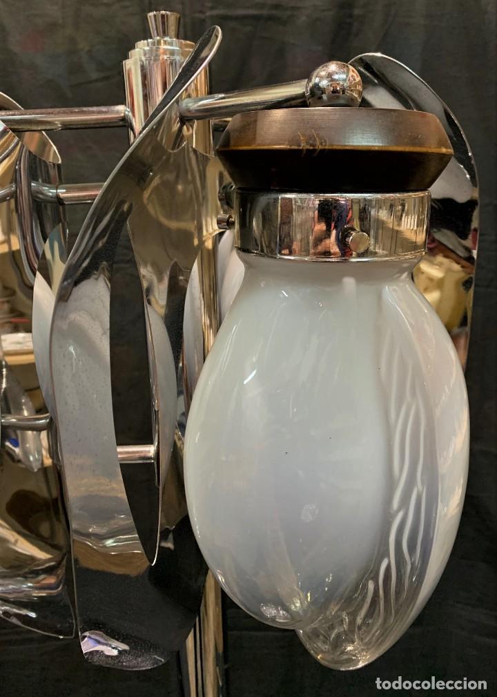 Vintage: L&Aacute;MPARA DE PIE CON CRISTAL MAZZEGA MURANO. - Foto 3