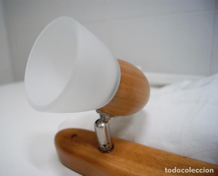 Vintage: Regleta de focos en madera y cristal - Foto 2