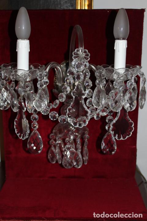 Vintage: APLIQUE DE DOS LUCES DE CRISTAL - Foto 1
