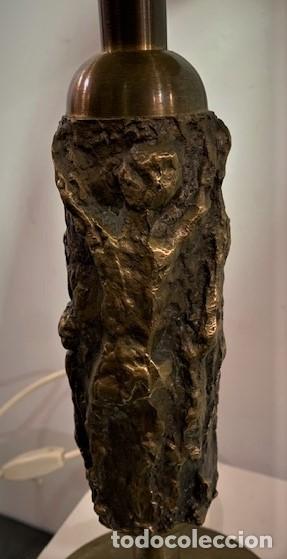 Vintage: L&aacute;mpara de mesa con pie escultura de bronce. - Foto 4