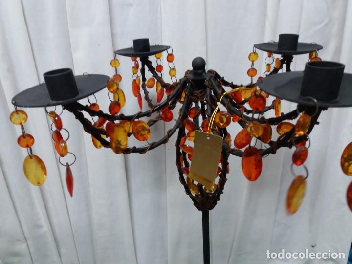 Vintage: PAREJA CANDELABROS FORJA &rdquo;COLONY&rdquo; NUEVO. - Foto 3